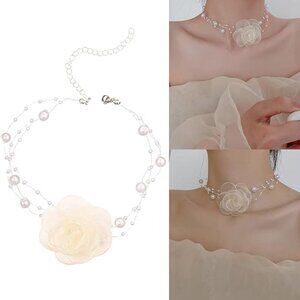 🌷2/$35🌷 NWT Flower Pearl Choker Necklace Fairycore Girlhoodcore Coquette Girl